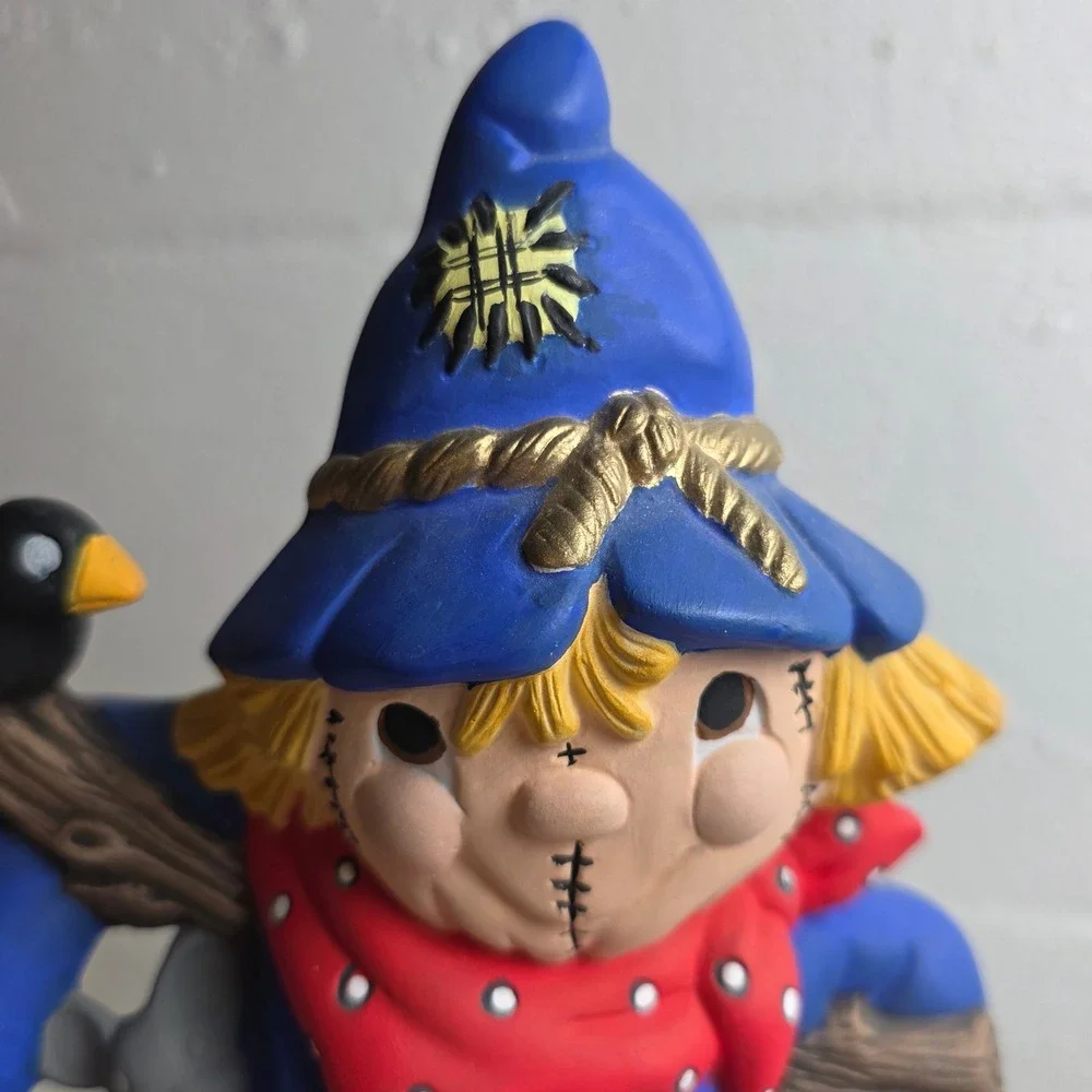 Vintage Ceramic Scarecrow Figurine Fall Harvest Halloween Decor Pumpkin